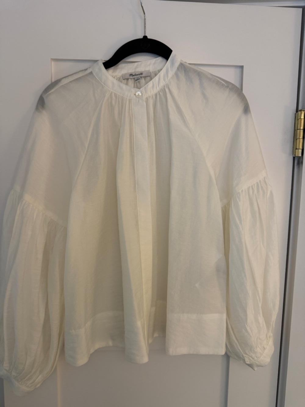 NWT Madewell Cream Balloon-Sleeve Popover Blouse